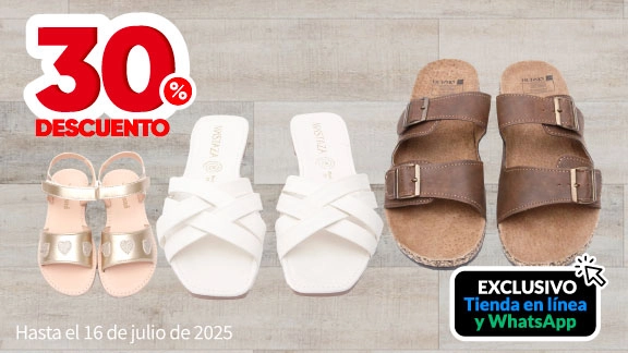 30% de descuento en todas las Sandalias