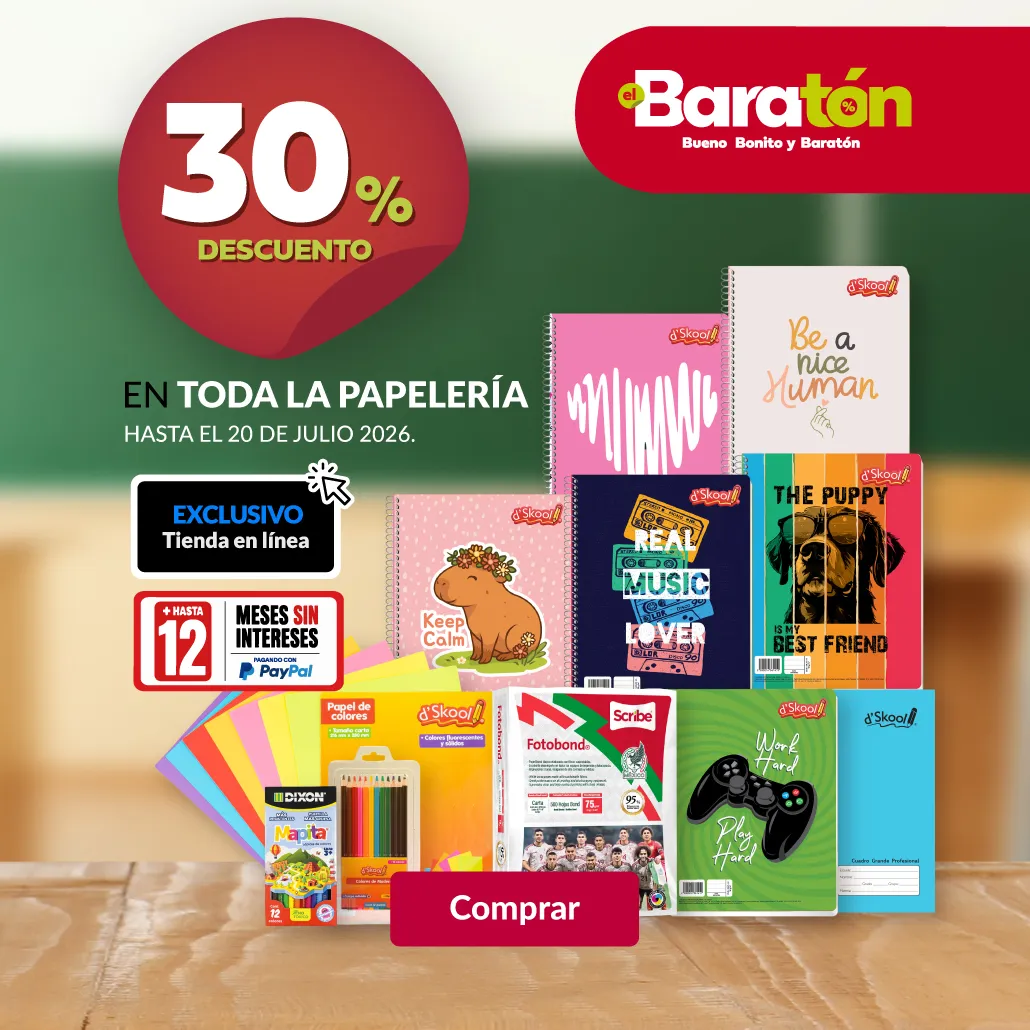 30% de descuento en toda la papelería.