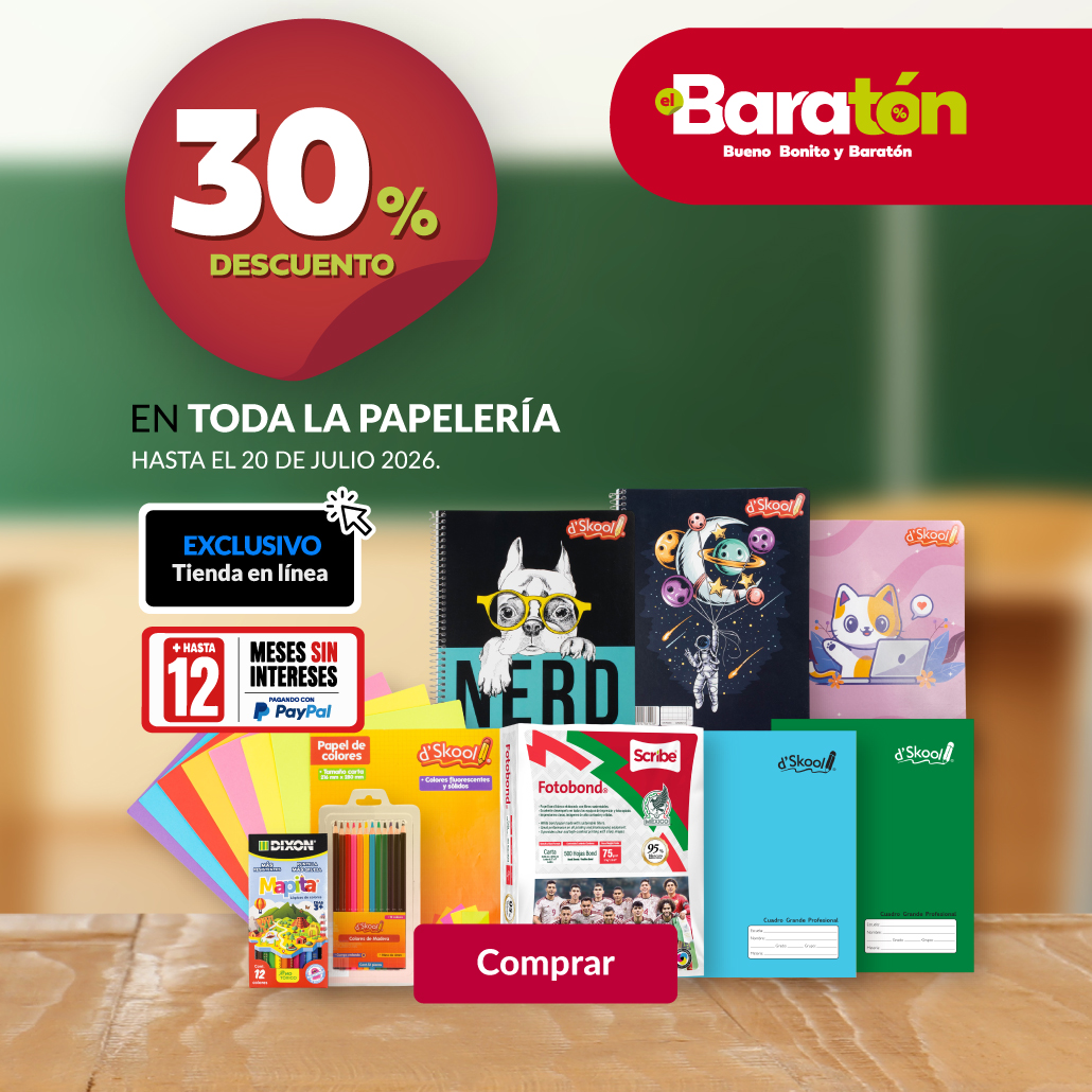 30% de descuento en toda la papelería.
