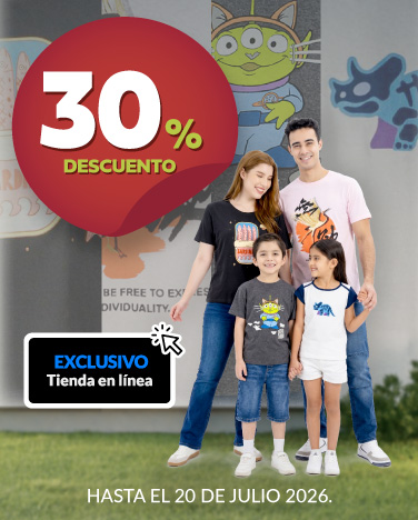 30% de descuento en todas las playeras para toda la familia