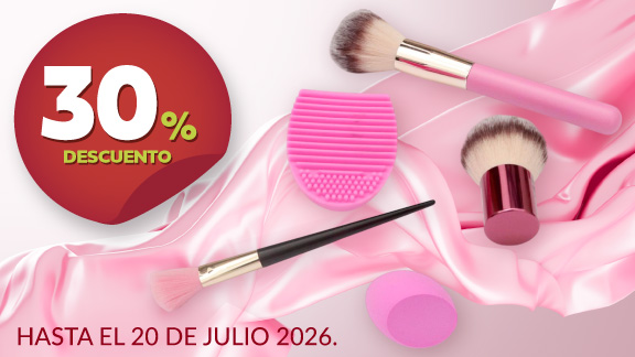 30% de descuento en todos los accccesorios e implementos cosmeticos