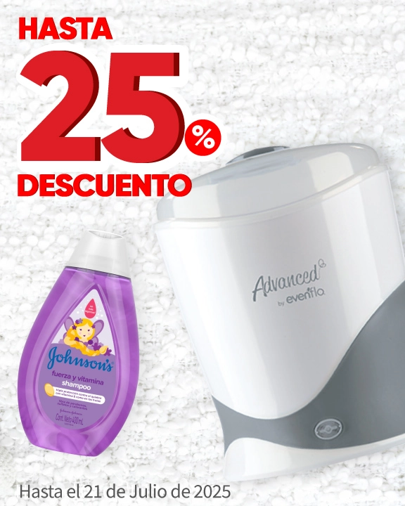 Hasta 25% de descuento en toda la línea de cuidado Evenflo y Johnson's Baby