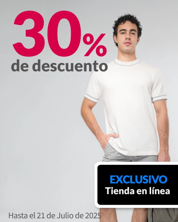30% de descuento en playeras para caballeros y chavos