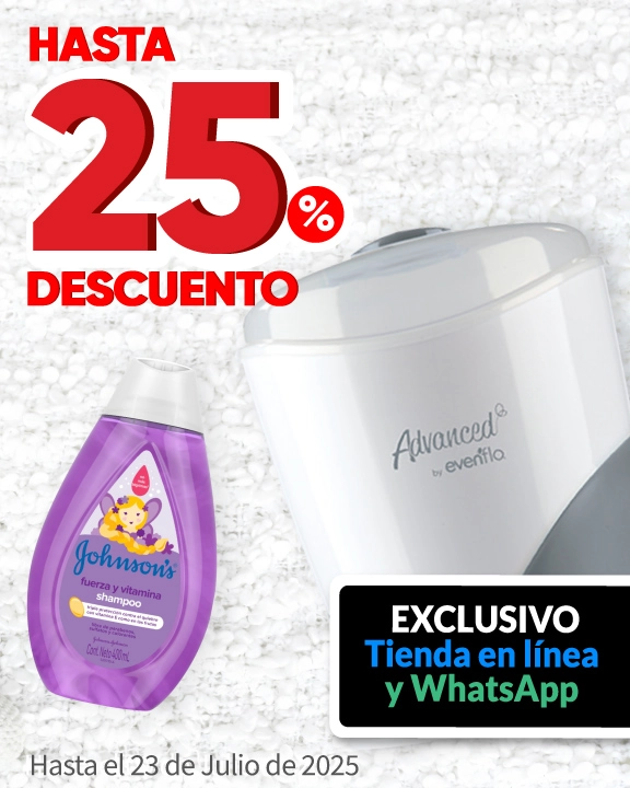 Hasta 25% de descuento en toda la línea de cuidado Evenflo y Johnson's Baby