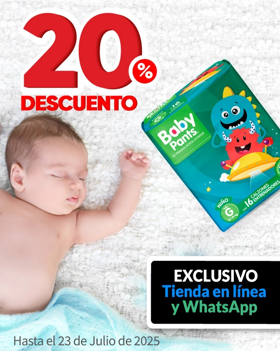 20% de descuento en todos los pañales Chicolastic, Bbtips, Kiddies y Baby Pants