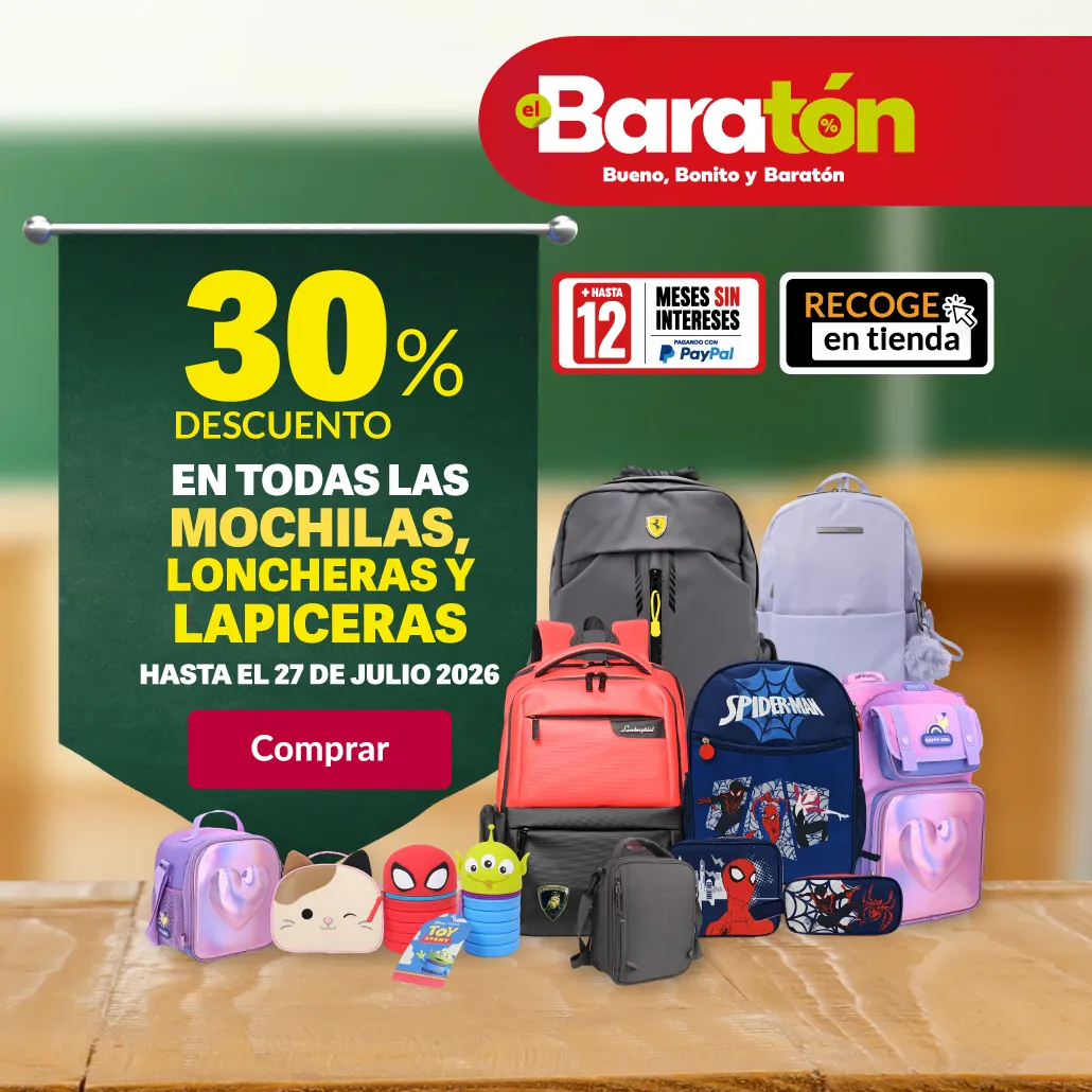 30% en todas las mochilas, loncheras y lapiceras.