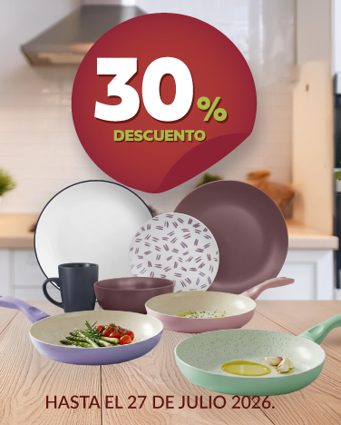 30% de descuento En sartenes y vajillas