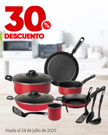 30% de descuento ent odas las baterías y vajillas