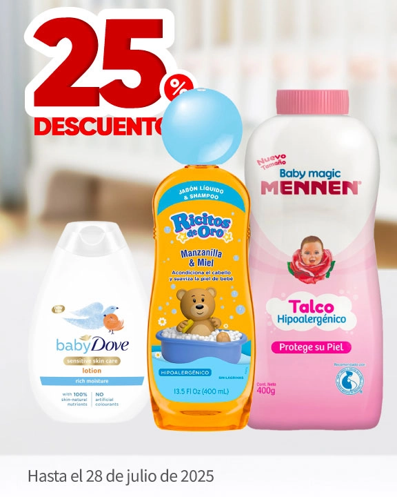 25% de descuento en Baby Dove, Baby Magic Mennen y Ricitos de Oro