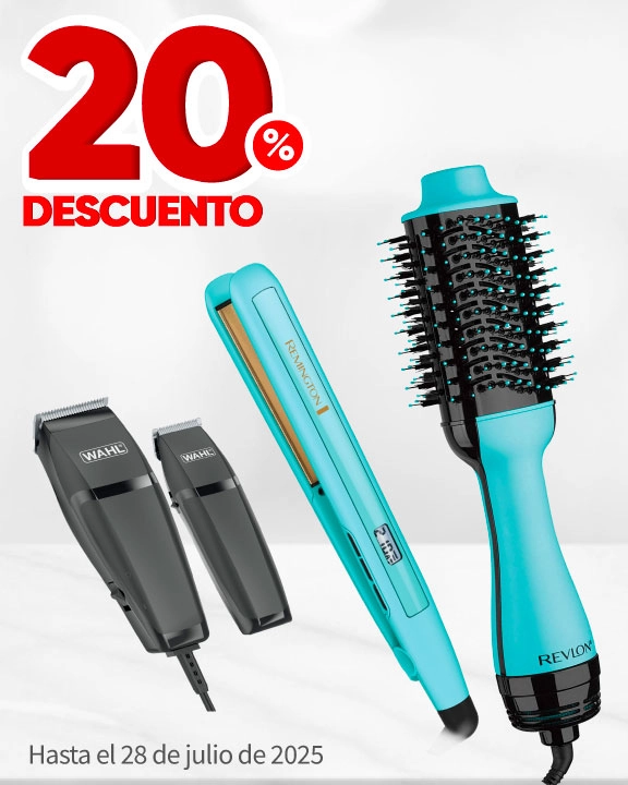 20% de descuento en todos los eléctricos Revlon, Remington y Wahl de cuidado personal