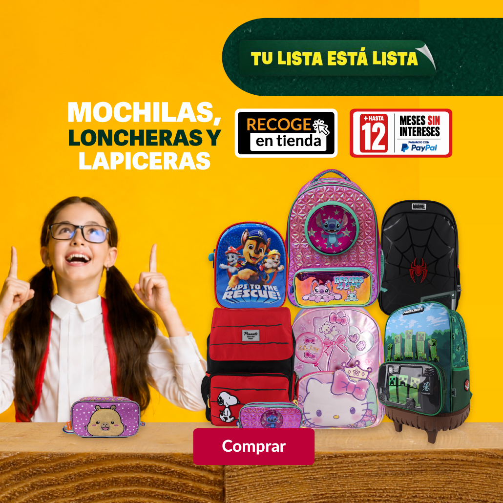 Mochilas, loncheras y lapiceras. 