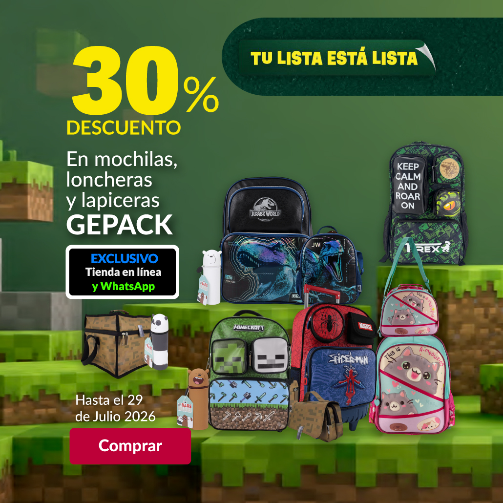30% de descuento en mochilas, loncheras y lapiceras Gepack.