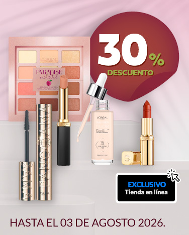 30% de descuento En cosmeticos L'Oreal Paris.
