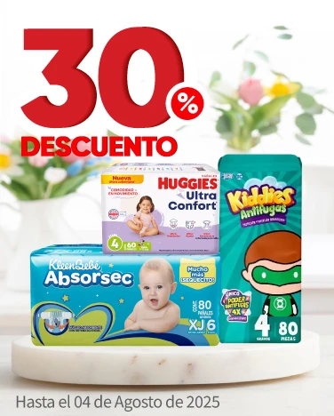 30% de descuento en todos los pañales para bebé