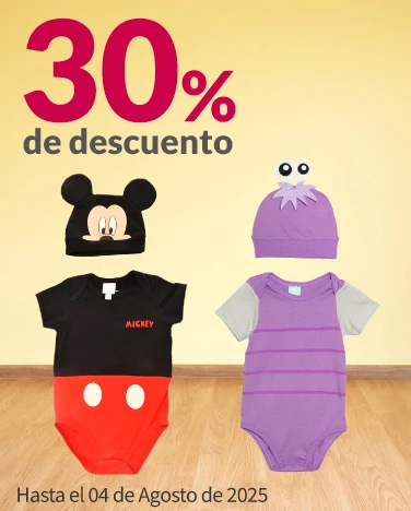 30% de descuento en todos los pañaleros y mamelucos Disney