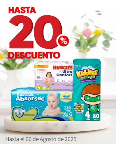 Hasta 20% de descuento en pañales para bebé