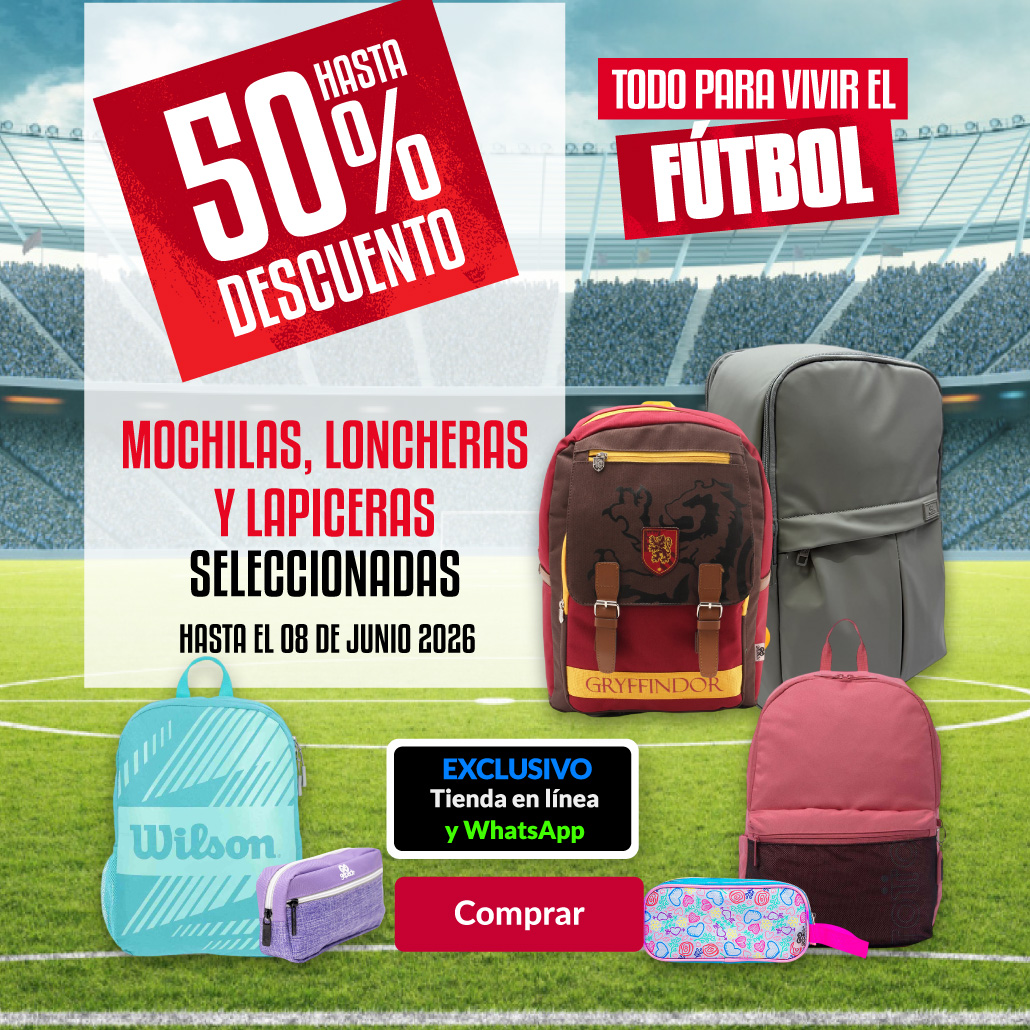 Hasta 50% de descuento en mochilas, loncheras y lapiceras seleccionadas.