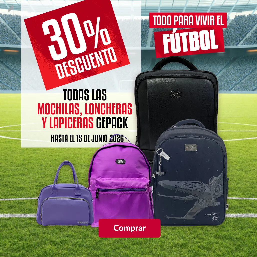 30% de descuento en todas las mochilas, loncheras y lapiceras de la marca Gepack