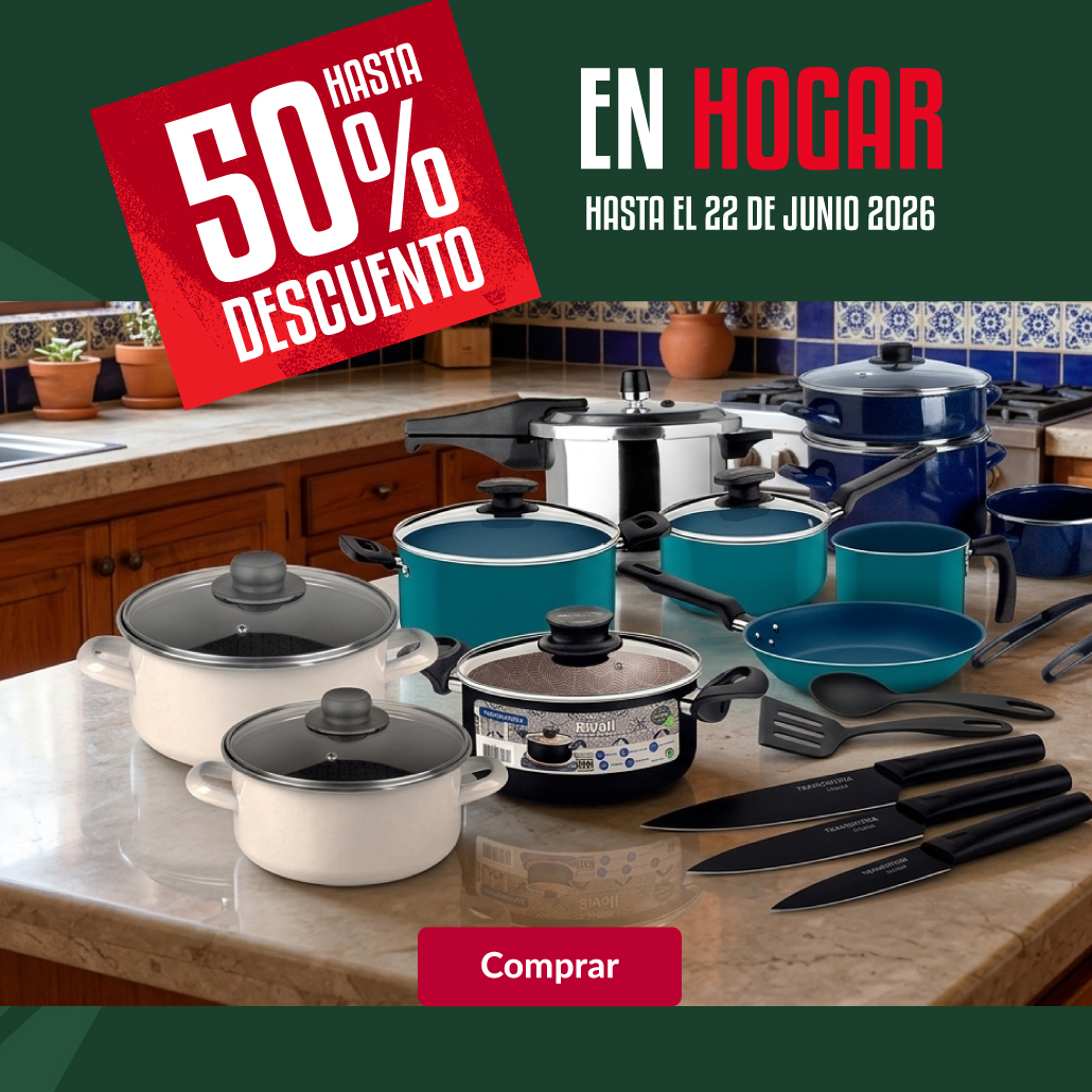 Hasta 50% de descuento en hogar.