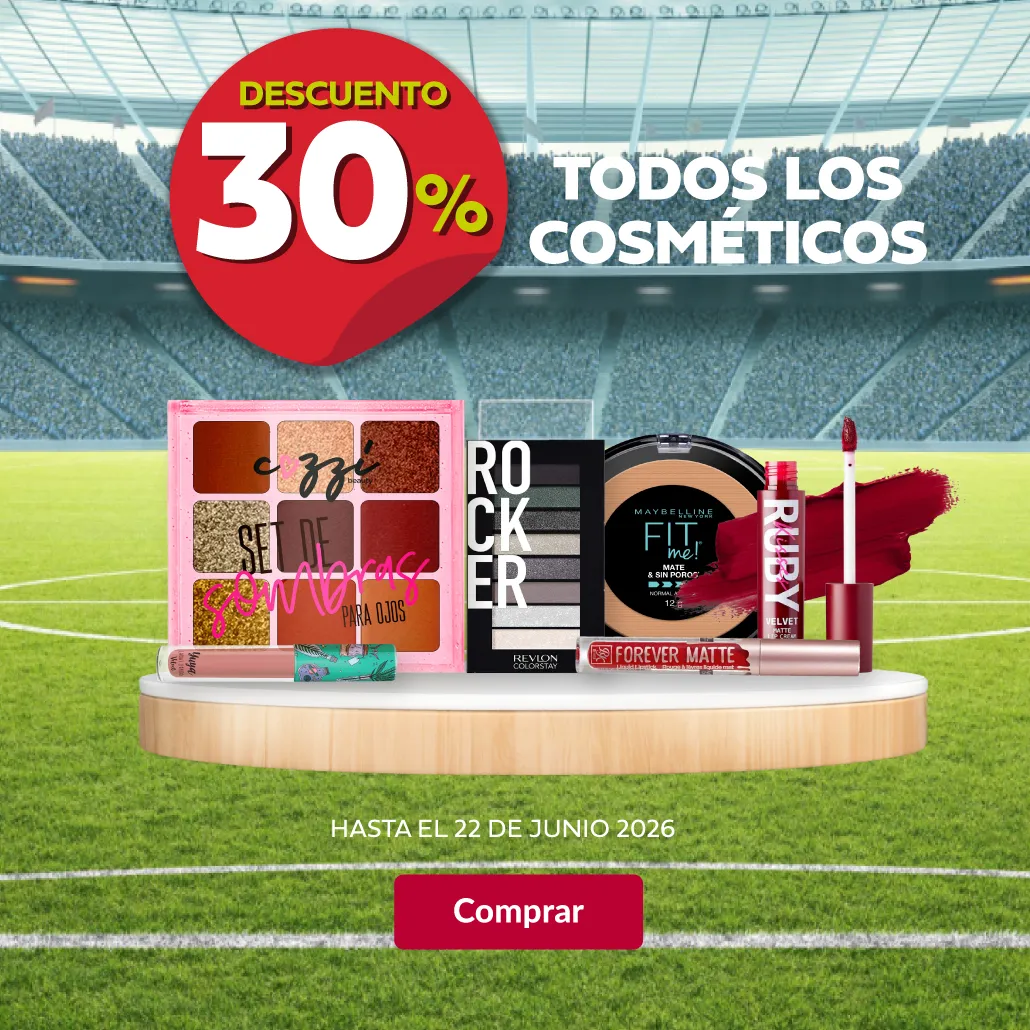 30% de descuento en todos los cosméticos.