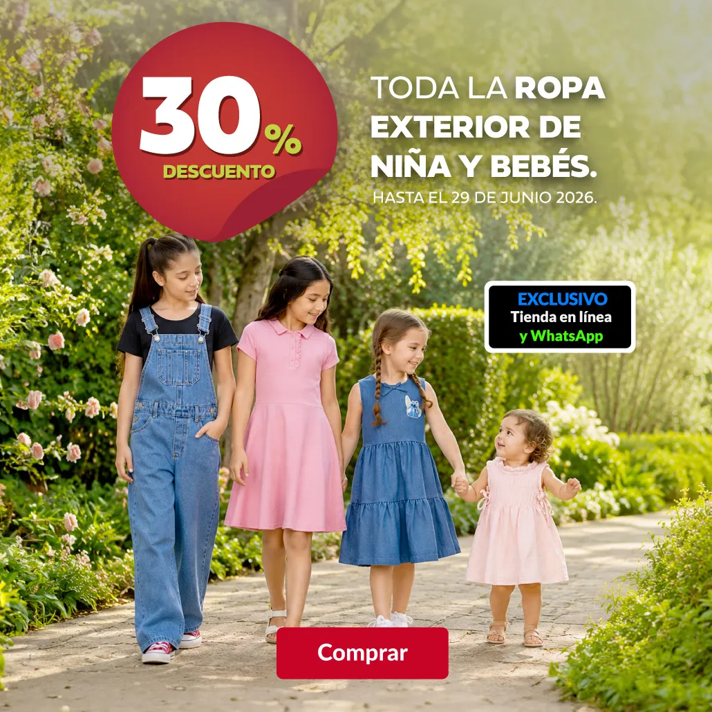 30% de descuento en toda la ropa exterior de niña y bebés
