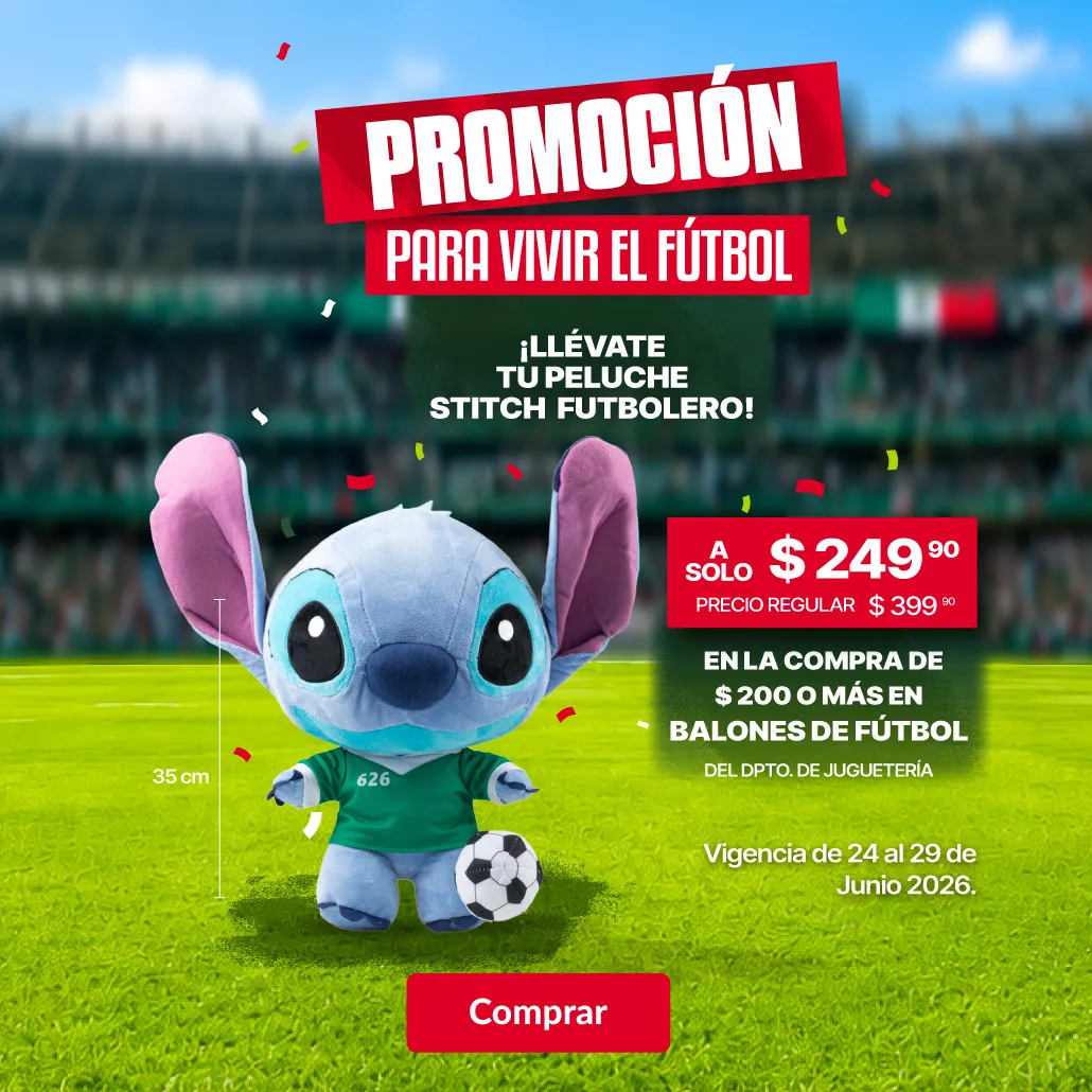 Llévate tu peluche Stitch futbolero