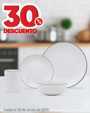 30% de descuento en todos los sartenes y vajillas