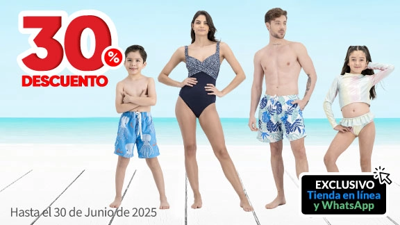 30% de descuento en todos los trajes de baño y salidas de playa