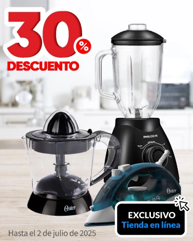 20% de descuento en todos los electrodomésticos de cocina, planchas Oster, Amercan y
          Philco