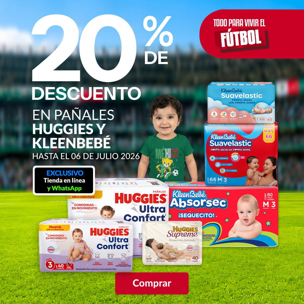 20% de descuento en pañales. 