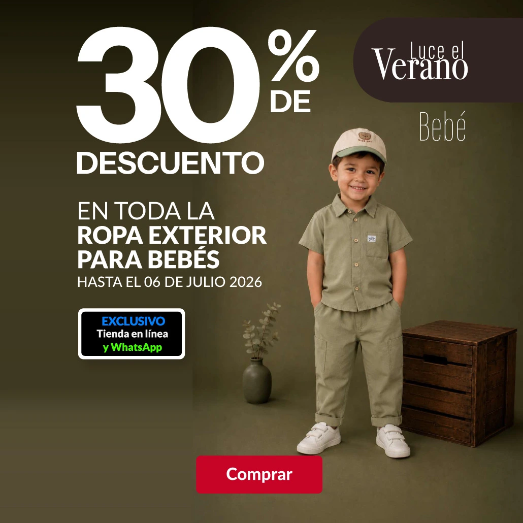 30% de descuento en toda la ropa exterior para bebés.