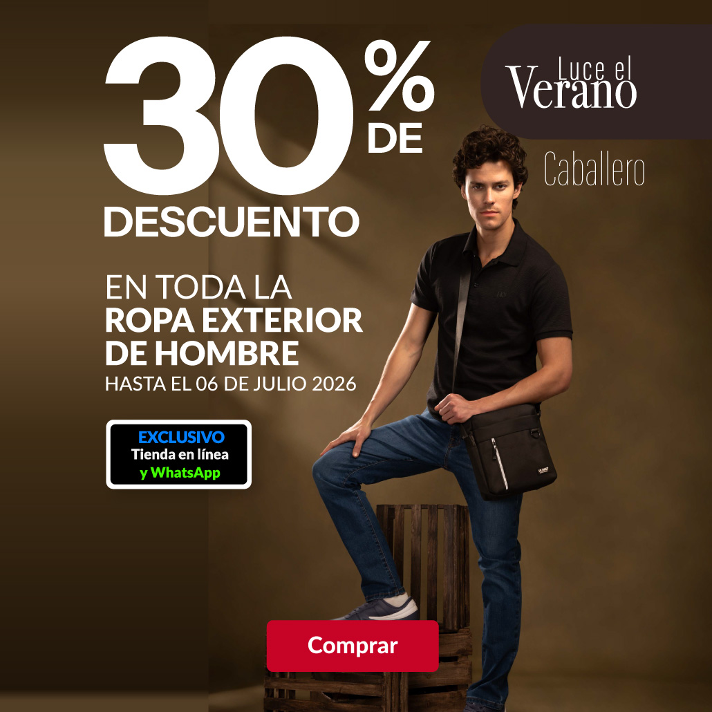 30% de descuento en toda la ropa exterior de hombre. 
