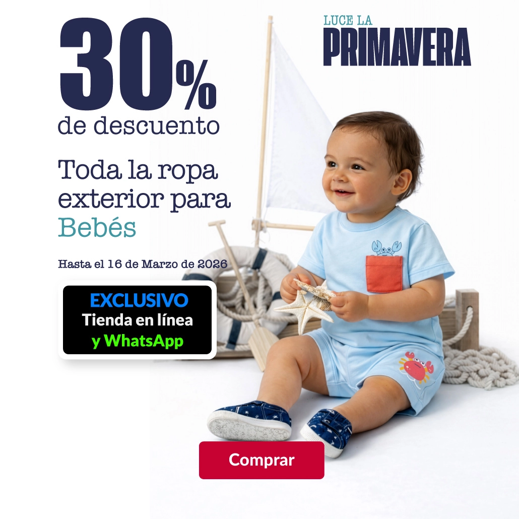 30% de descuento en toda la ropa exterior para bebés.