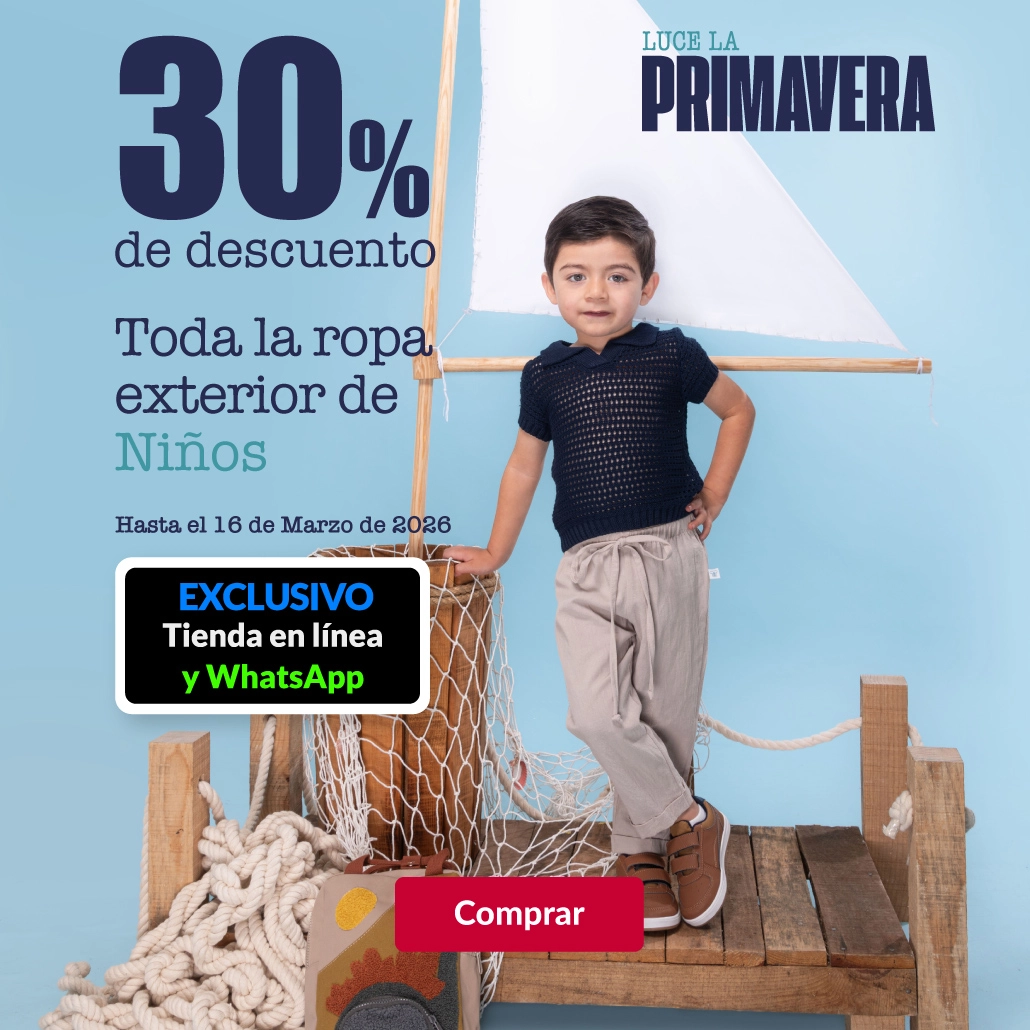 30% de descuento en toda la ropa exterior de niños.