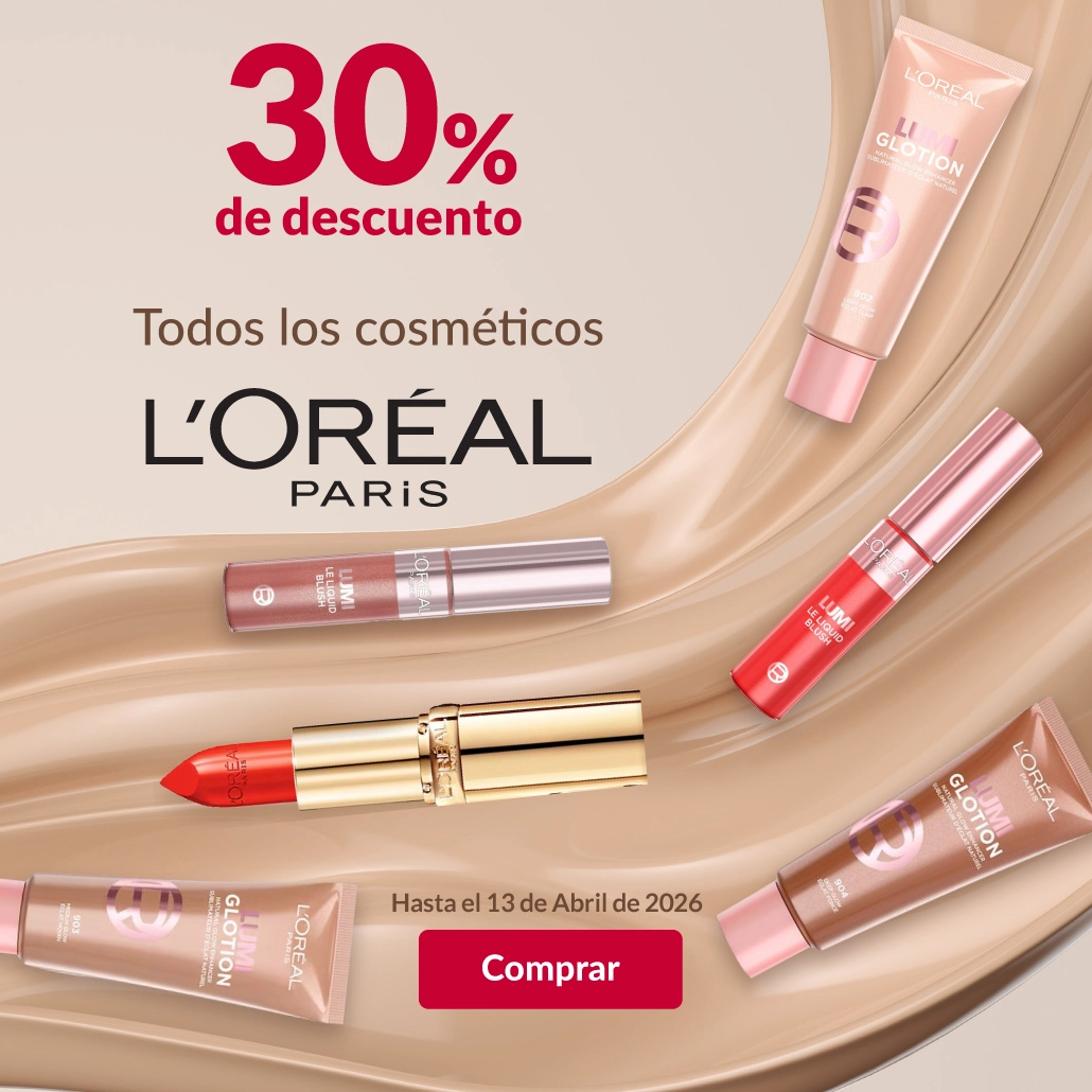 30% de descuento en todos los cosméticos loreal.