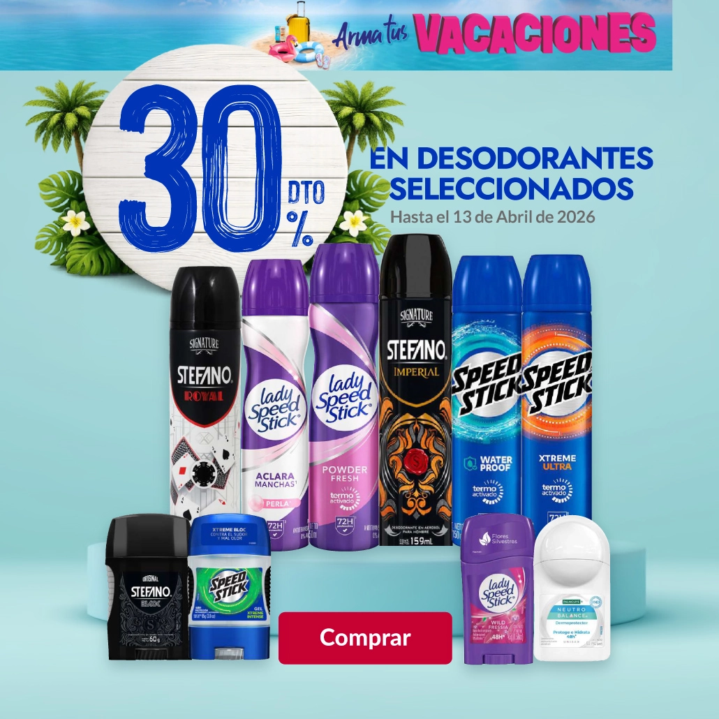 30% de descuento en desodorantes seleccionados. 