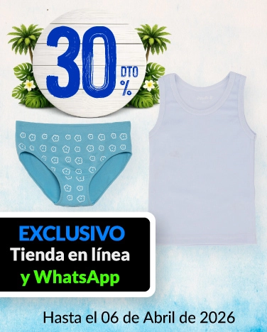 30% de descuento en toda la ropa interior infantil