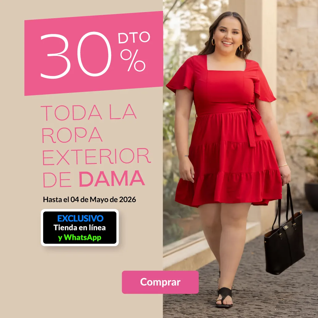 30% de descuento en toda la ropa exterior de mujer.