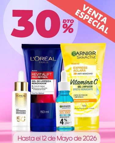 30% de descuento en tratamientos faciales Garnier y L'Oréal