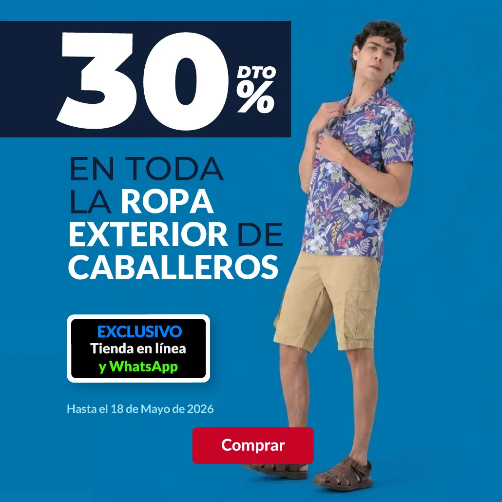 30% de descuento en toda la ropa exterior de caballeros
