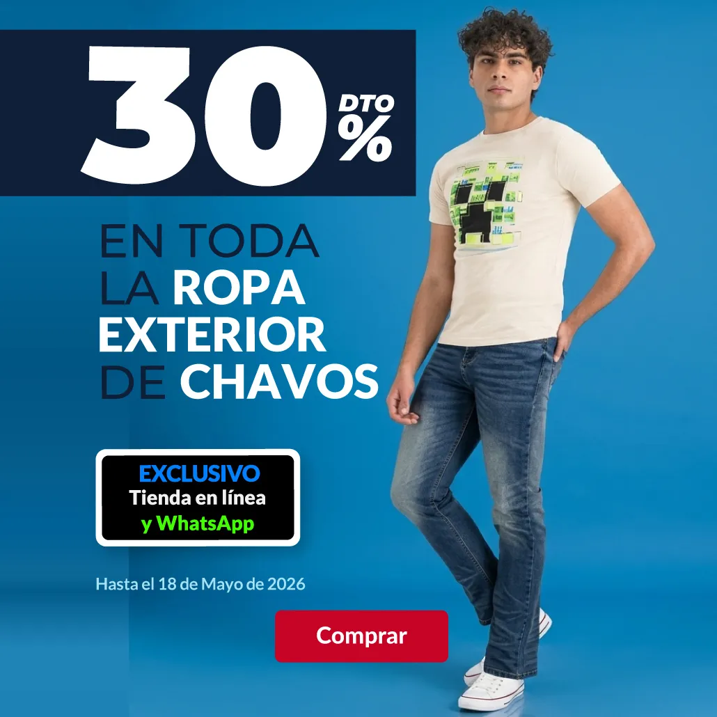30% de descuento en toda la ropa exterior de chavos