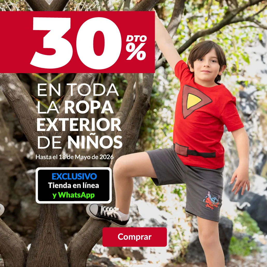 30% de descuento en toda la ropa exterior de niños