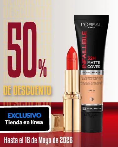 50% de descuento en cosméticos Loreal.