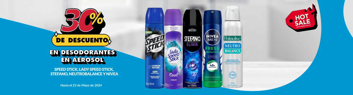 30% de descuento en desodorantes en aerosol de marcas seleccionadas