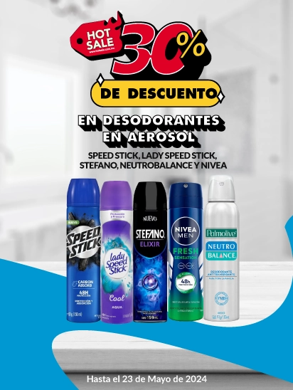 30% de descuento en desodorantes en aerosol de marcas seleccionadas