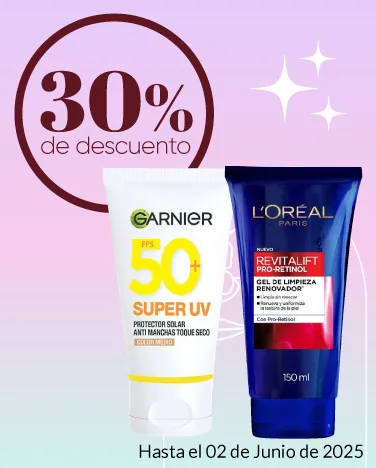 30% de descuento en tratamientos faciales Garnier y L'Oréal