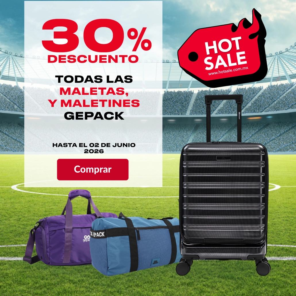 30% de descuento en todas las maletas y maletines gepack.