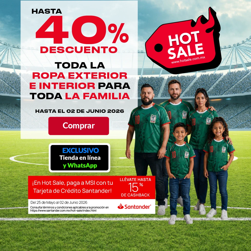 Hasta 40% de descuento en toda la ropa exterior e interior para toda la familia.