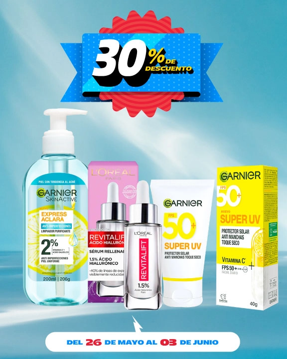 30% de descuento en tratamientos faciales L'Oréal y Garnier