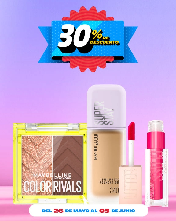 30% de descuento en cosméticos Maybelline